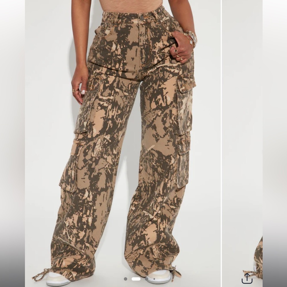 Fashion Nova Camo Flare Pants - Brown Combo